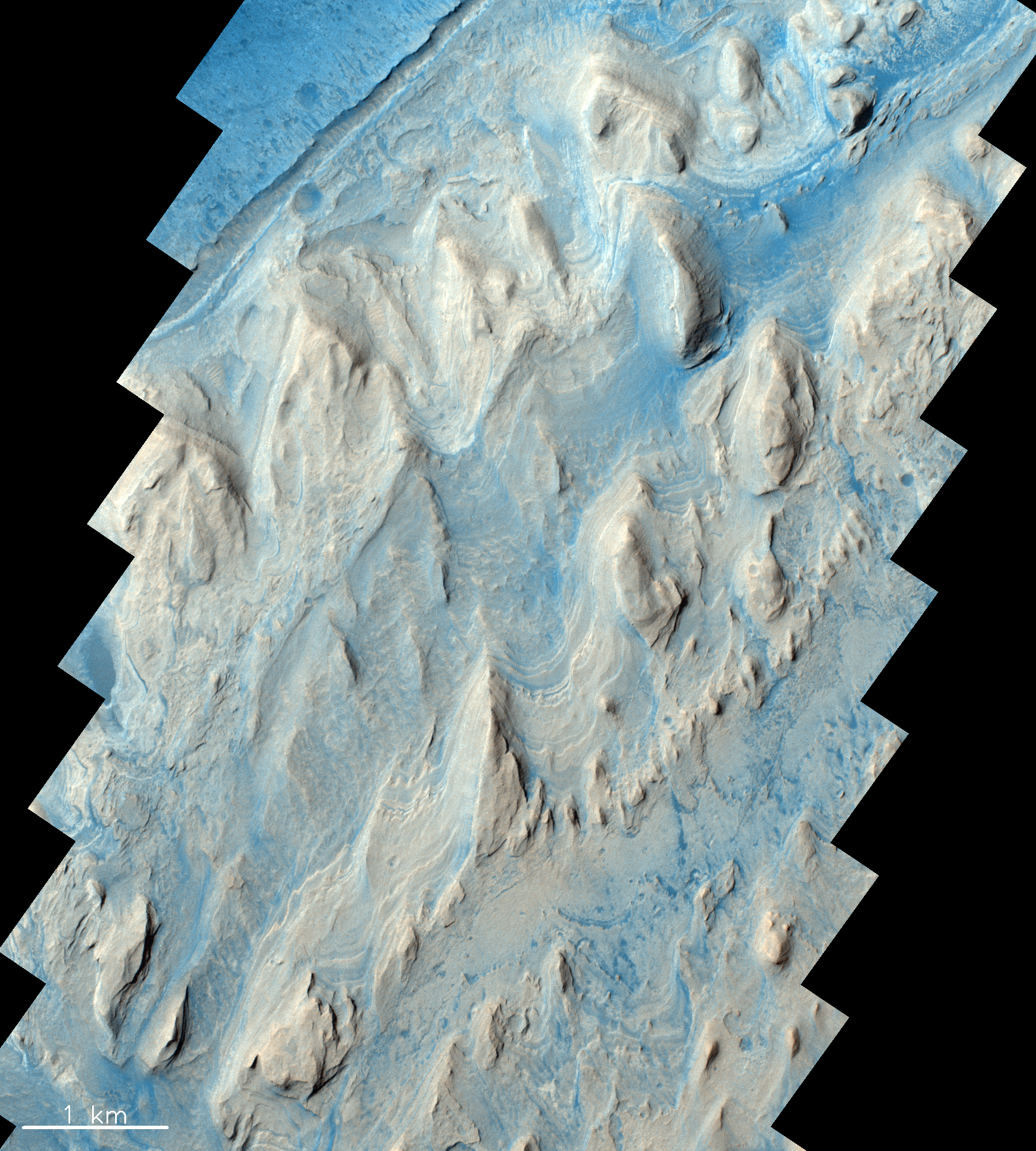 Mars | Stylo Aunty A Martian landscape displays layered deposits and channels, illustrating planetary science.